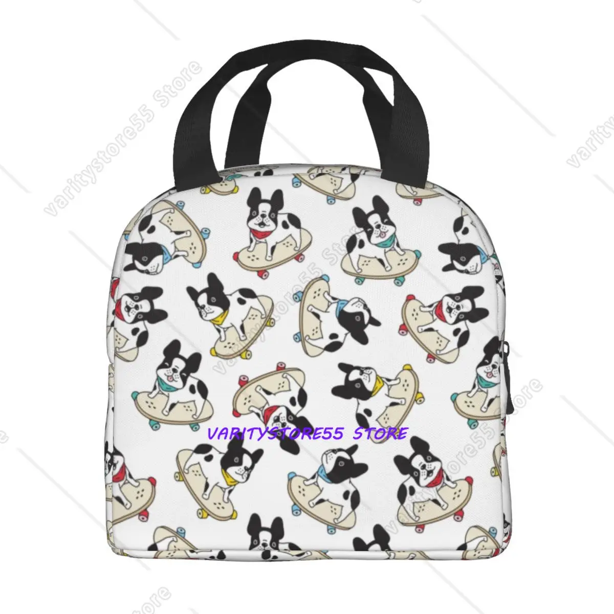 Custom French Bulldog Insulated Lunch Bag for Women Portable Frenchie Dog Lover Cooler Thermal Lunch Box Office Work School