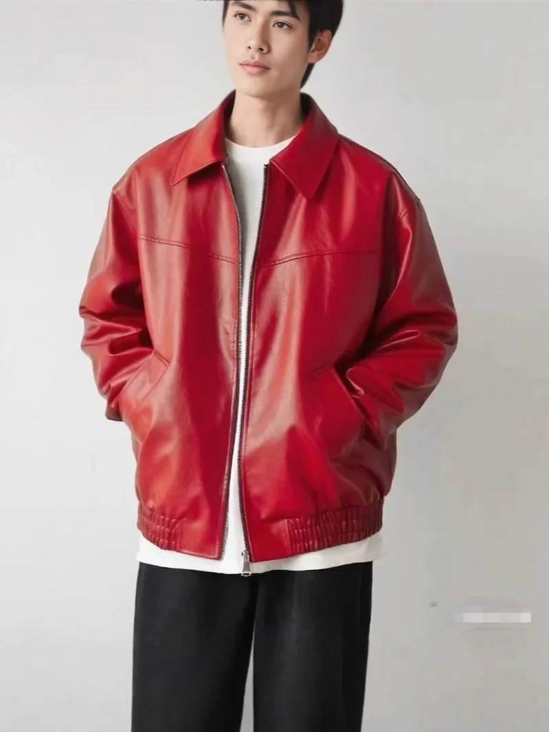 

Свободная черная кожаная куртка в американском стиле, мужская и женская осенняя новая винтажная уличная куртка, корейская версия, куртка для пар