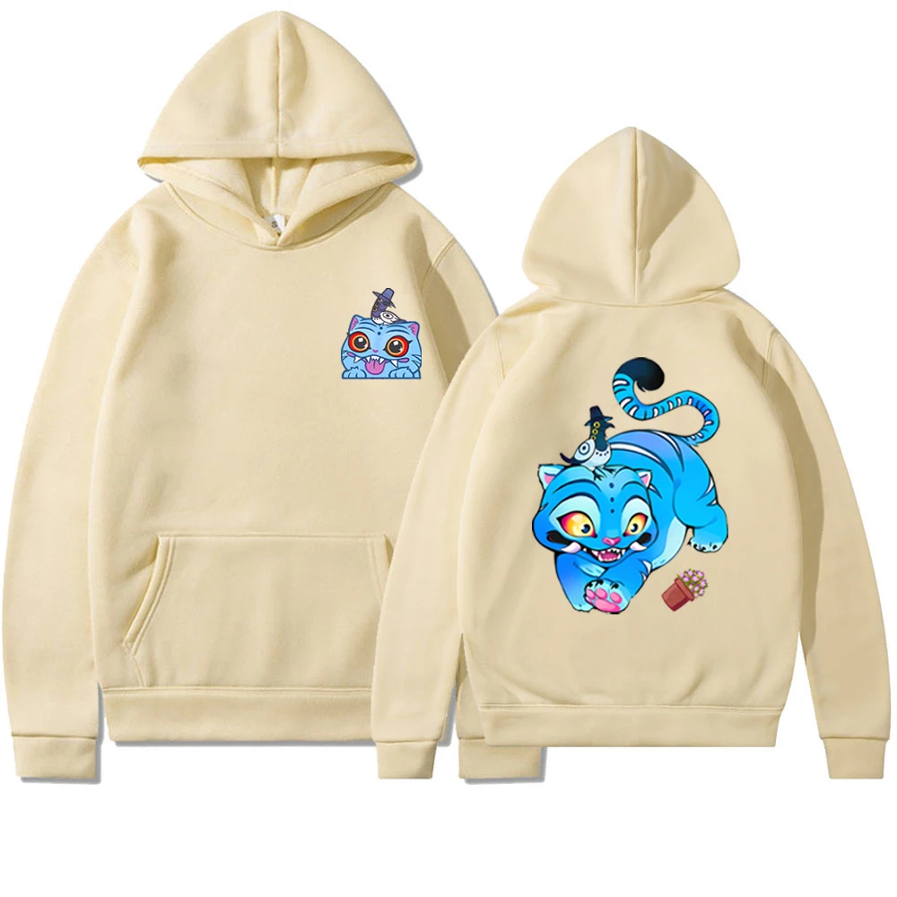 เสื้อฮู้ด Derpy Blue Tiger น่ารัก เสื้อยืดลาย Derpy กราฟิก Kpop Demon Hunters Huntrix เสื้อสเวตเชิ้ตผู้หญิงสุดฮิตสไตล์ฮาราจูกุ ฮู้ดดี้ 2 ด้าน