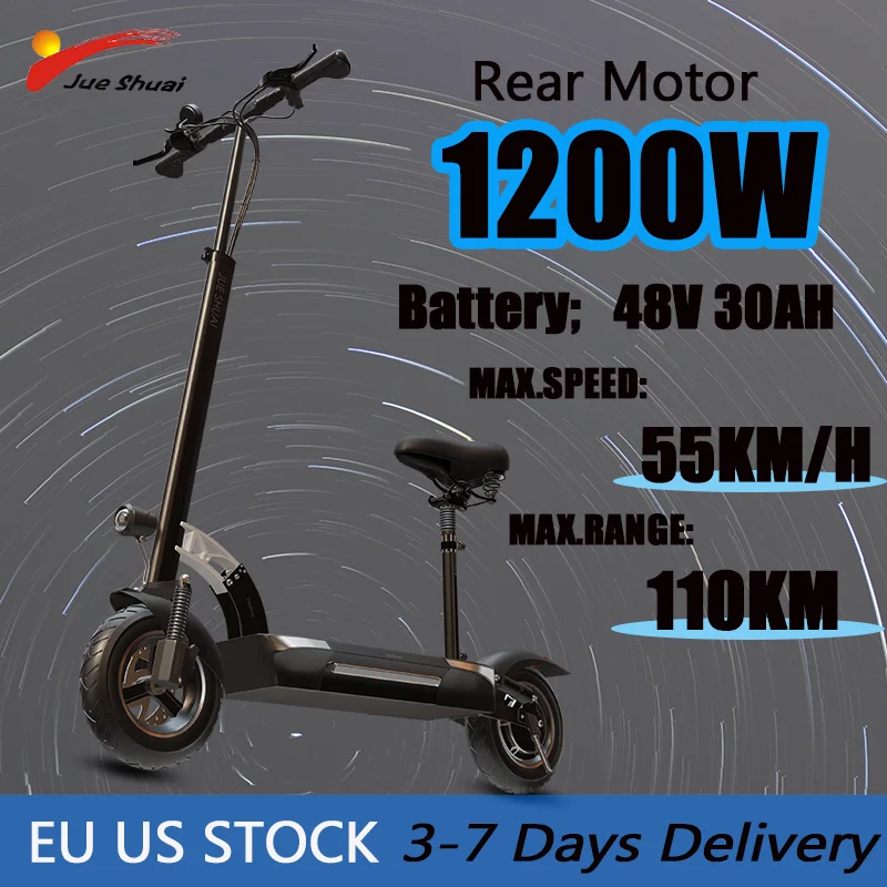 

X48 Electric Scooter Foldable 100KM Maximum Distance Scooter Electric 48V 1200W Powerful Rear Motor Trottinettes électriques