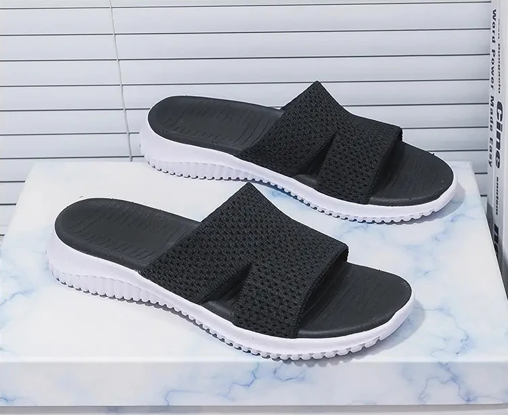 Summer Women 2.5cm Platform 4cm High Heels Slippers Female Slip on Comfortable Lady Wedges Solid Color Braid Bohemian Slides