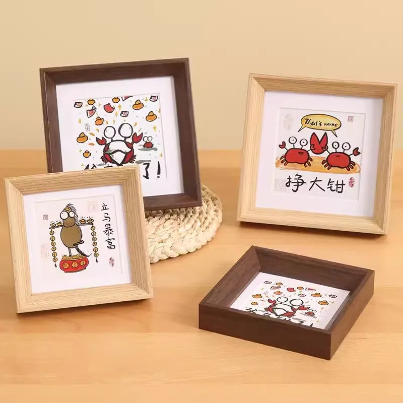4/5/6 Inches Wooden Photo Frame for Tabletop Display Wedding Baby Family Portraits  Picture Frames Wall Photo Desktop Decor