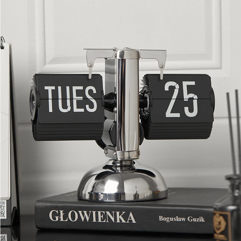 

Современные настольные часы, автоматические раскладные настольные часы, украшения, цифровые часы для гостиной, ретро настольные часы, механические аксессуары