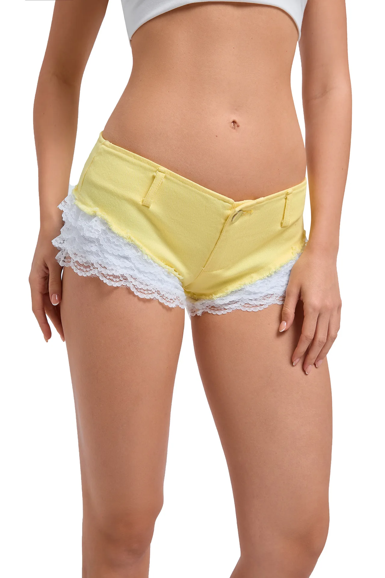 

Джинсовые супер шорты с кружевной строчкой, женские узкие сексуальные шорты с низкой талией, шорты