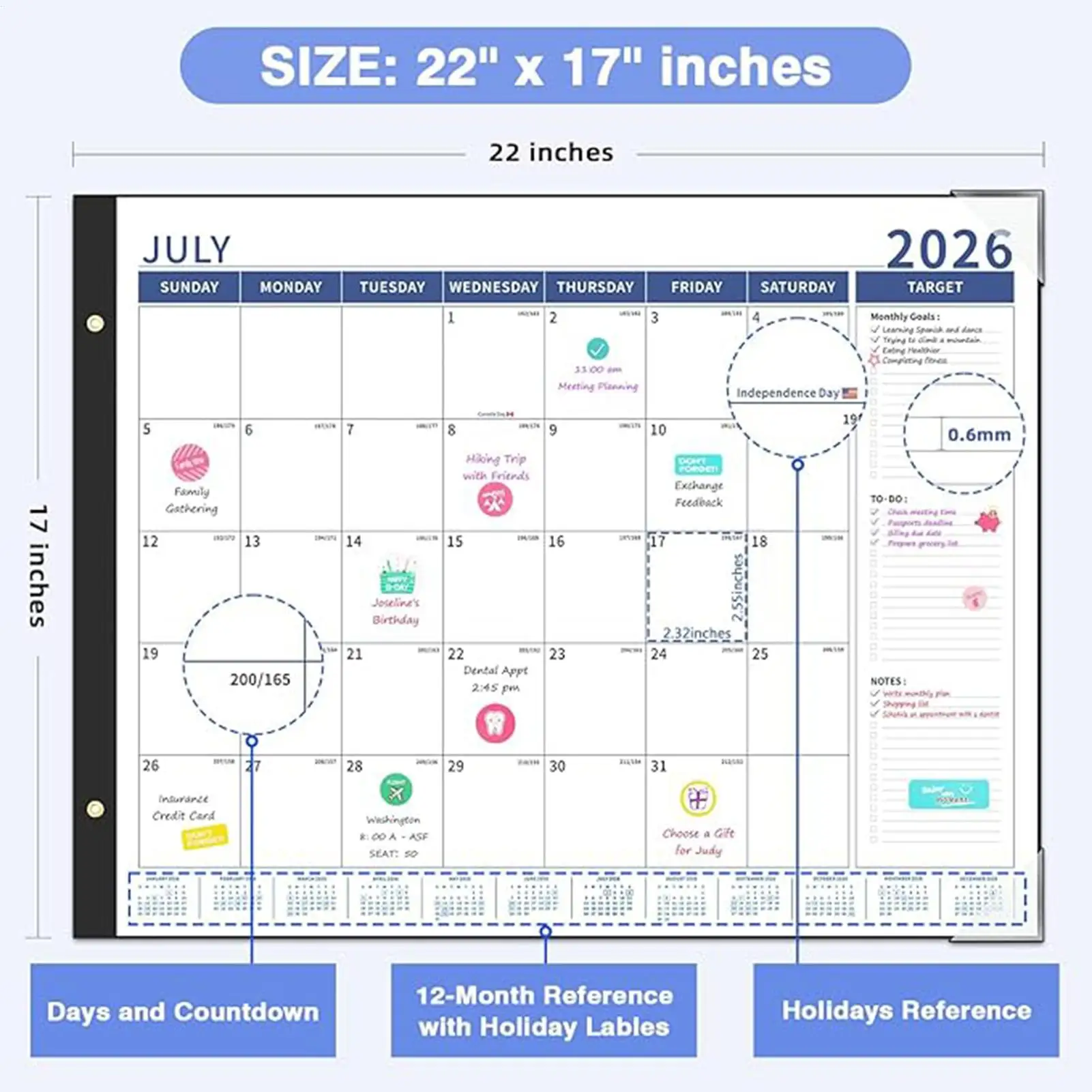 Large Calendar 2026-2027 Daily Weekly Monthly Time Agenda Planner 18-Month Large Desk Calendar For Home Office Classroom Meeting view 3