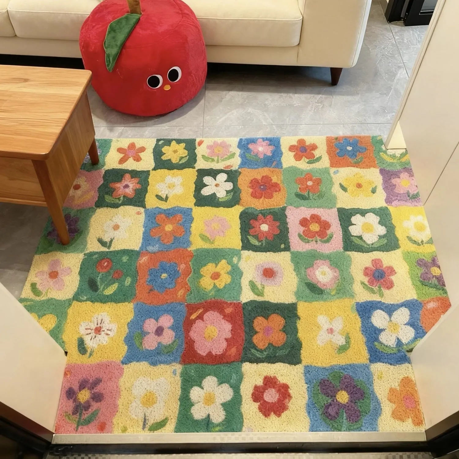 Plaid Home Rug,Doormat, Durable Foot Mat, Morden Fallout Carpet, Absorbent Muddy Dirt Resist Door Mat ,Outdoor Indoor Flowers