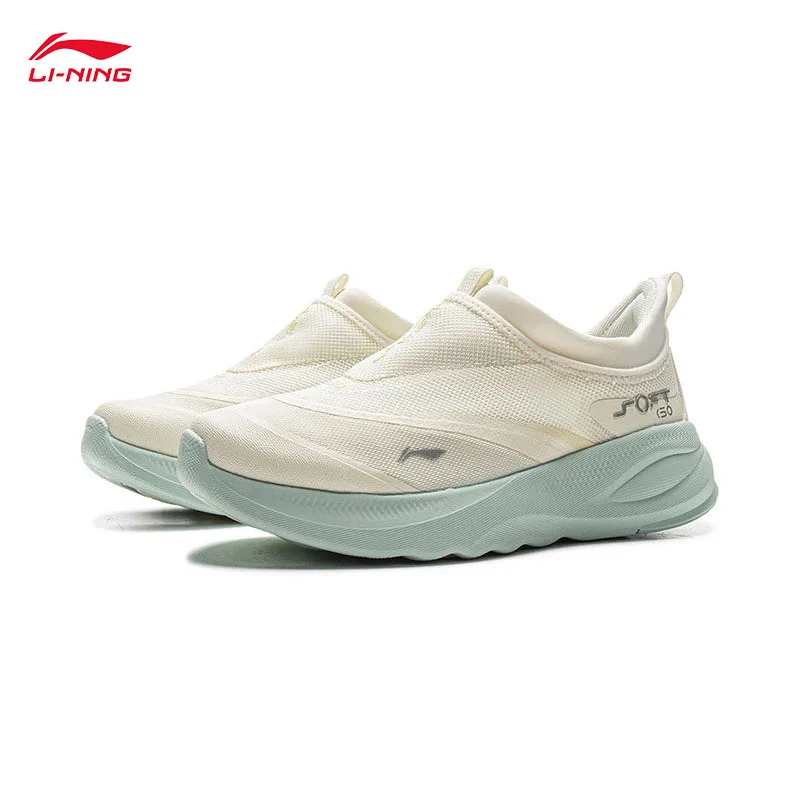 

LI-NING женские повседневные прогулочные туфли без шнуровки SOFT GO 2, дышащие, гибкие, удобные спортивные кроссовки AGLV006