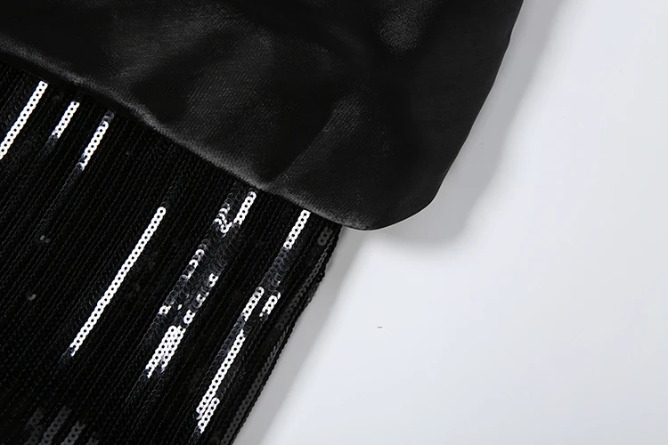 Nibber Modisches Kleid für Damen Sexy Sommer Schulterfreies Pailletten-Kleid Glänzendes Patchwork Mitternachts-Pfirsich Hüftbetonendes Sexy Clubwear Figurbetontes Maxi-Kleid – Detail 15