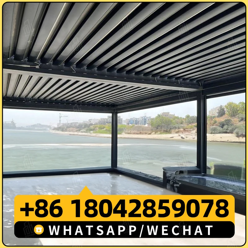 Outdoor Bioclimatic Automatic Waterproof Pergola Aluminum Louvered Roof Pergola