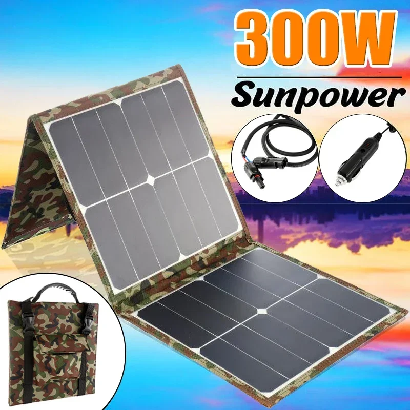 

18V/5V Solar Panel Battery Charger Kit Complete Power Bank 300W Folding Solar Panel Smart Phone Foldable Rechargeable Camping