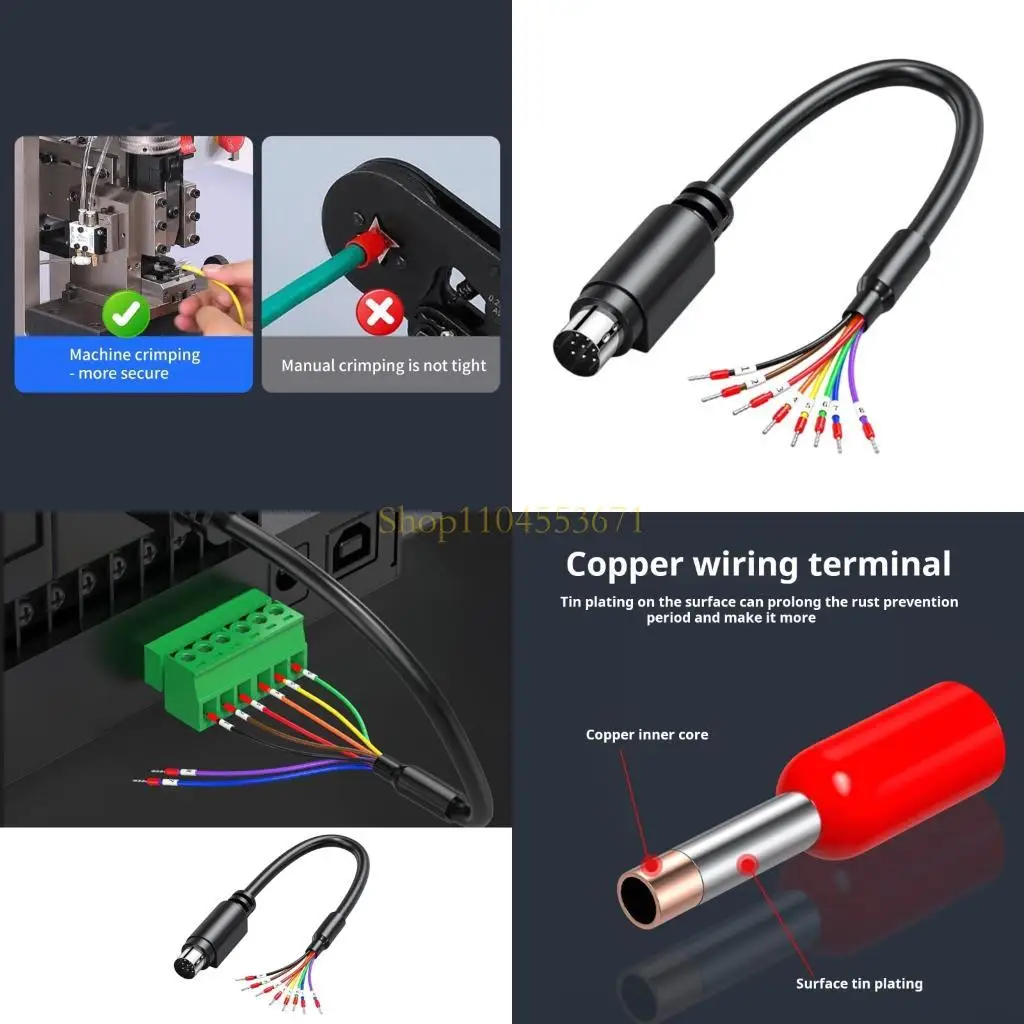 Best Seller DIN 6/8Pin Male to Wire End Connecter Male Header Wire With Numbered Sleeves Industrial RS232/RS422/RS485