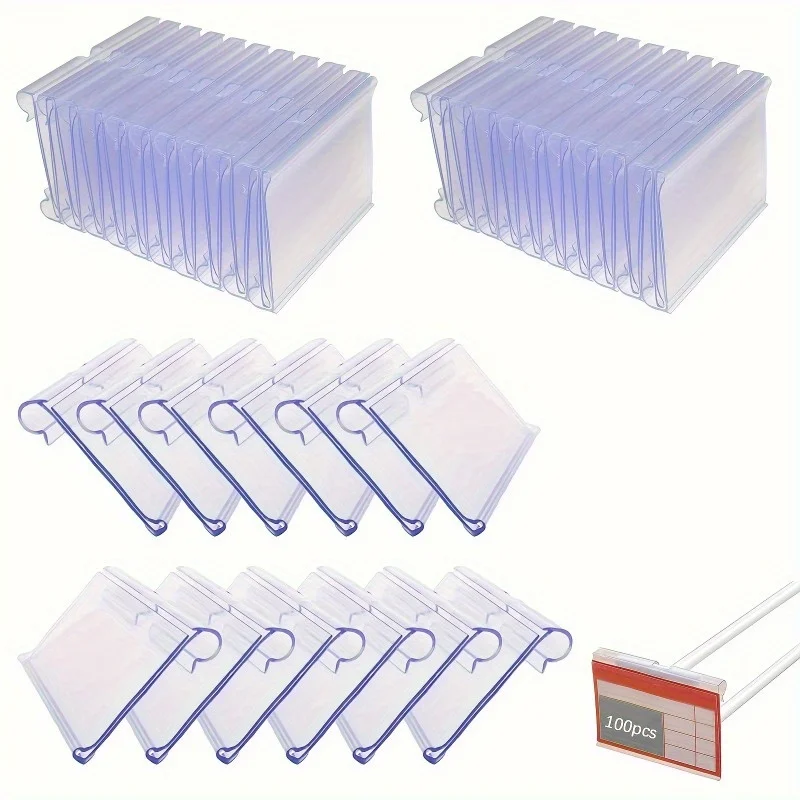 

50pcs Label Holder, PVC Price Label Holder Clear Plastic Reusable, Suitable for Large Shopping Malls, Supermarkets, Small Shops