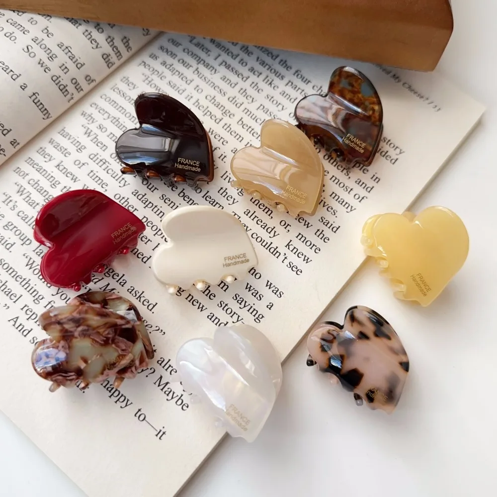Vintage ácido acético amor coração garra de cabelo clipe lateral presilhas de cabelo de acetato y2k acessórios para o cabelo mini garra de cabelo meninas