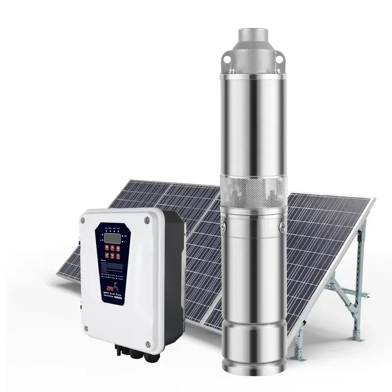 

ZRI 4 Inch Bore Well Brushless DC Submersible Water Pump 1HP Solar 2200L/h Flow 304 Stainless Steel 150m Max Head MPPT 0-3000