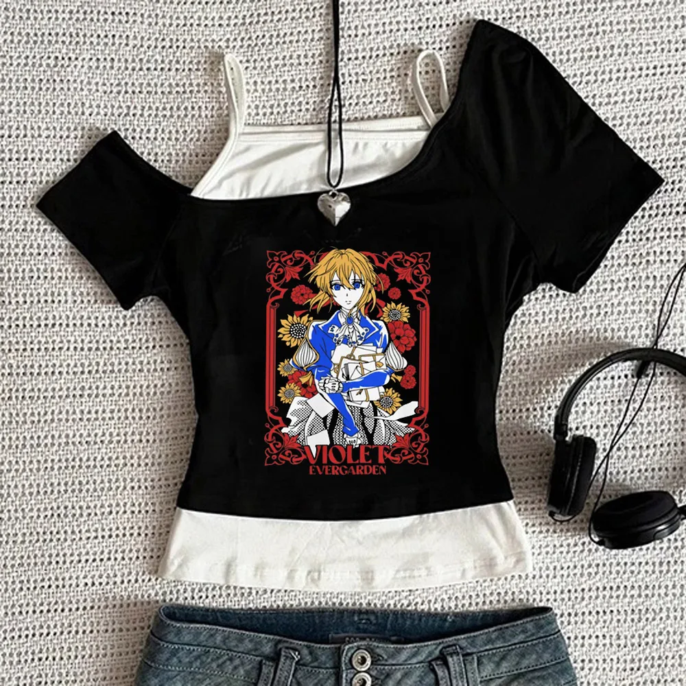 Violet Evergarden crop top girl cutecore manga kawaii funny vintage t shirt scene  japanese alternative  anime gothic