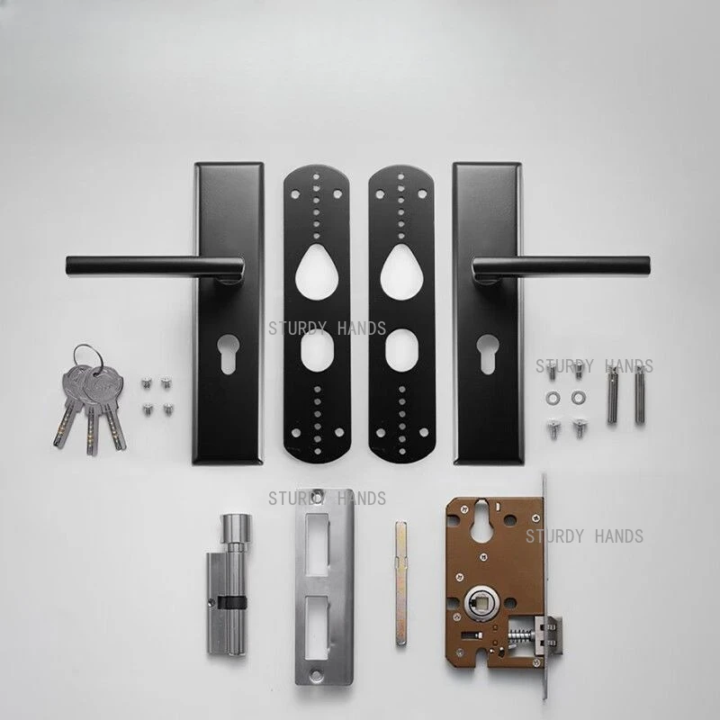 مجموعة واحدة من قفل الباب الصامت المصنوع من سبائك الزنك لغرفة النوم ولسان واحد قابل للتعديل بدون فتحة تعديل قفل الحمام القديم الطراز