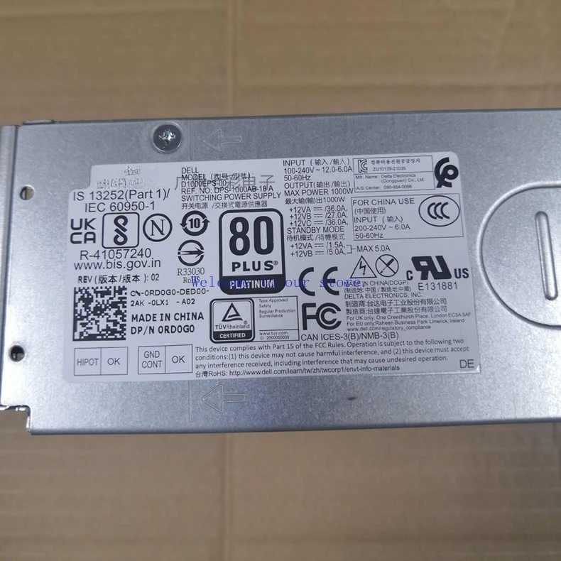 

For Dell T3660 XPS8950 Achieve Inspiron 3020 1000W 80 Platinum Power Supply