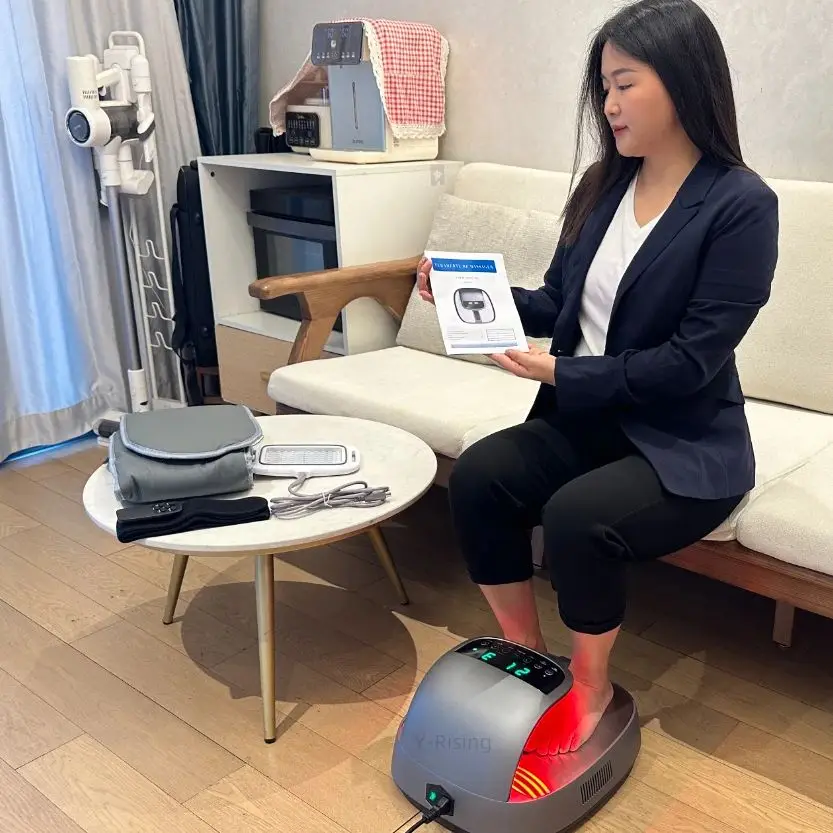 

Innovative Design Red and blue light 2 in 1 Remote Control Imd Display Screen Comfortable Terahertz Heat Foot warmer Massager