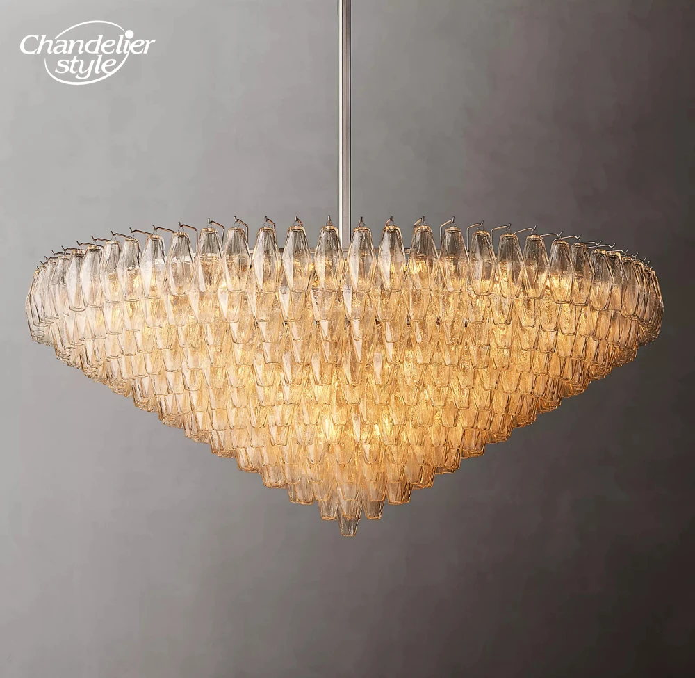 Modern LED Chandelier Chiara Clear Glass Round Chandeliers Lighting Living Room Dining Room Farmhouse Hanging Lamps Lustre