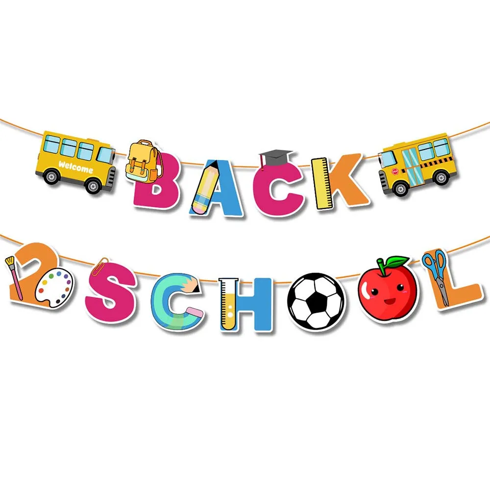 Welcome Back to School Party Banner Bolloons Sets Lightweight Easy to Arrange Decoration for Home Kitchen Office Dinner Party