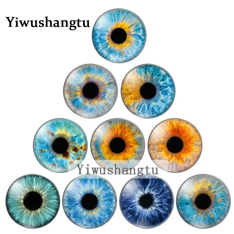 Animal Eyes pairs dragon cat eyes or 10pcs mixed 12mm/18mm/20mm/25mm Round photo glass cabochon demo flat back Making findings