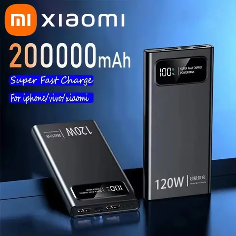 Xiaomi 200000mAh Power Bank 120w Fast Charge Portable External Battery Large Capacity Power Bank For Iphone Samsung ﻿Huawei