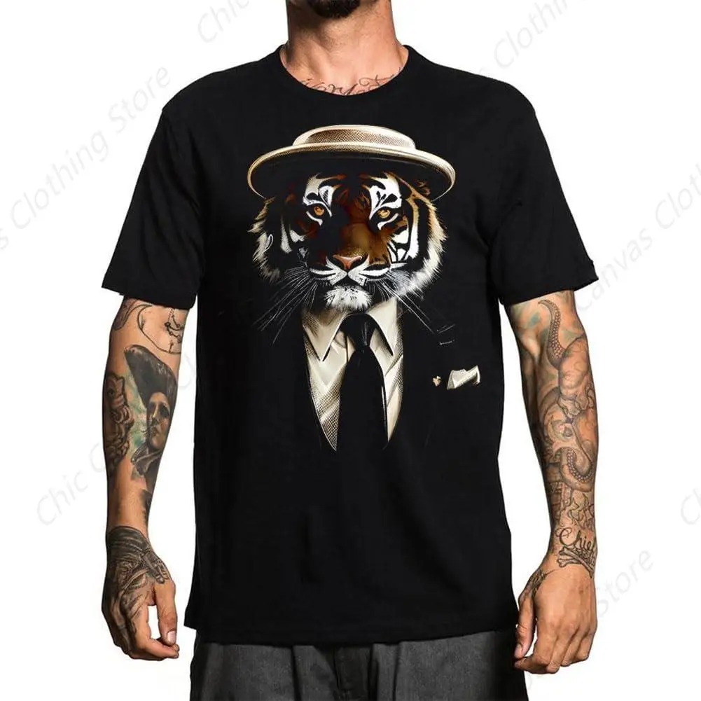 

Men'S Cool Tiger Suit Cool T-Shirt Men'S Novel And Fashionable Pattern T Shirt Cotton Comfortable Gift Short Sleeved Shirt