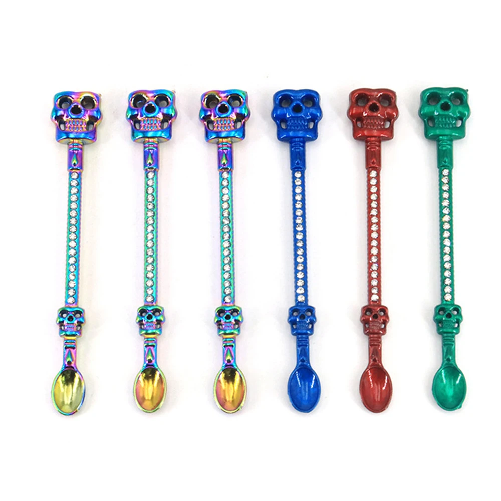 Skull Style Scoop Wand Diamond Spoon Mini Shovel Tools Keychain Shiny Decor Measuring Accessories