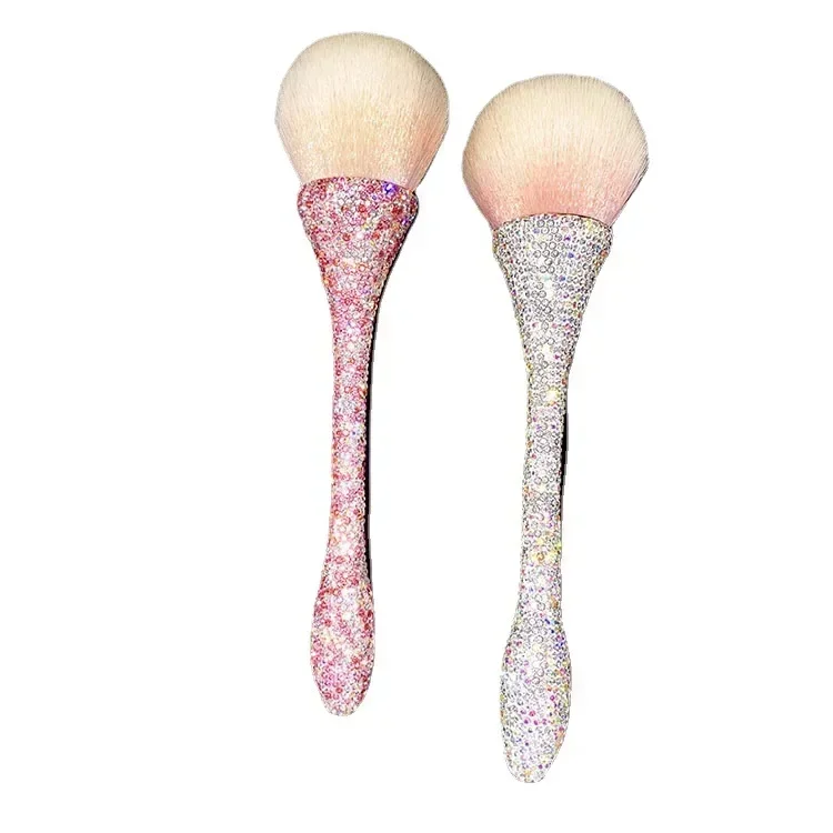 Pincel de maquiagem artesanal de luxo com glitter e strass, pincel cosmético em pó profissional, kit de maquiagem para mulheres