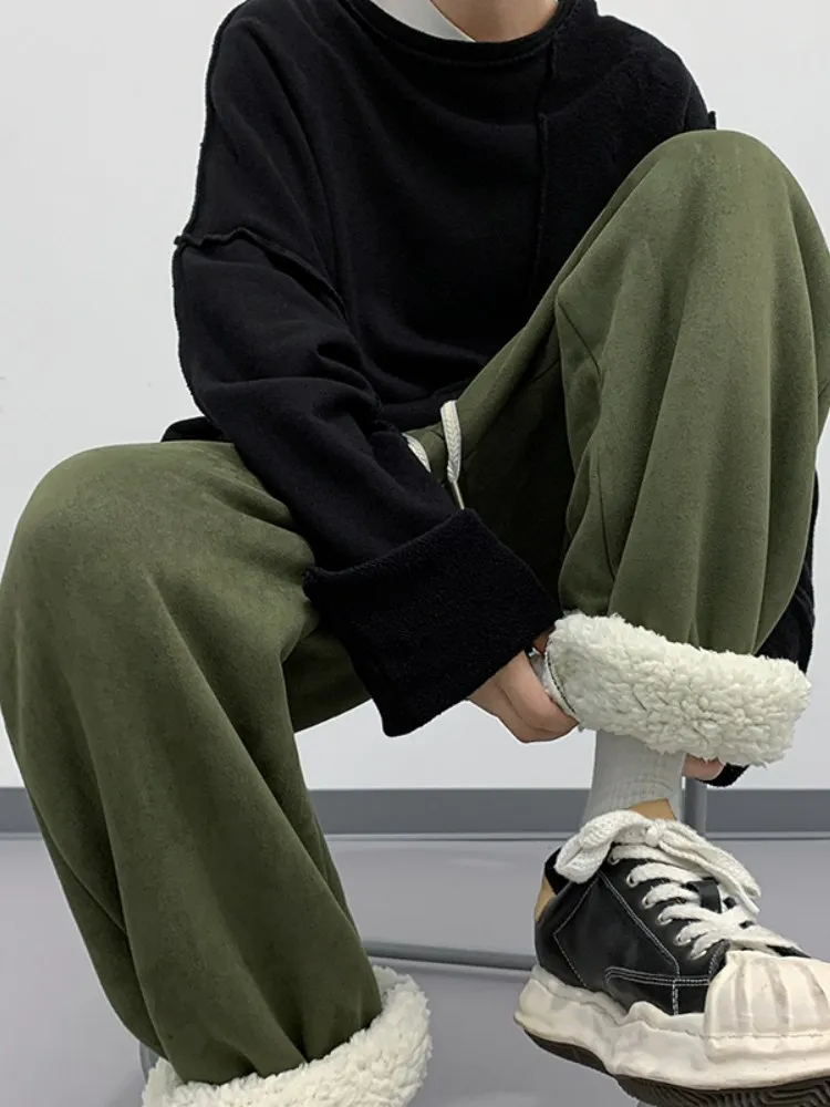 

Военные зимние спортивные брюки из флиса, мужские повседневные свободные брюки, молодежные модные длинные брюки с защитой от морщин