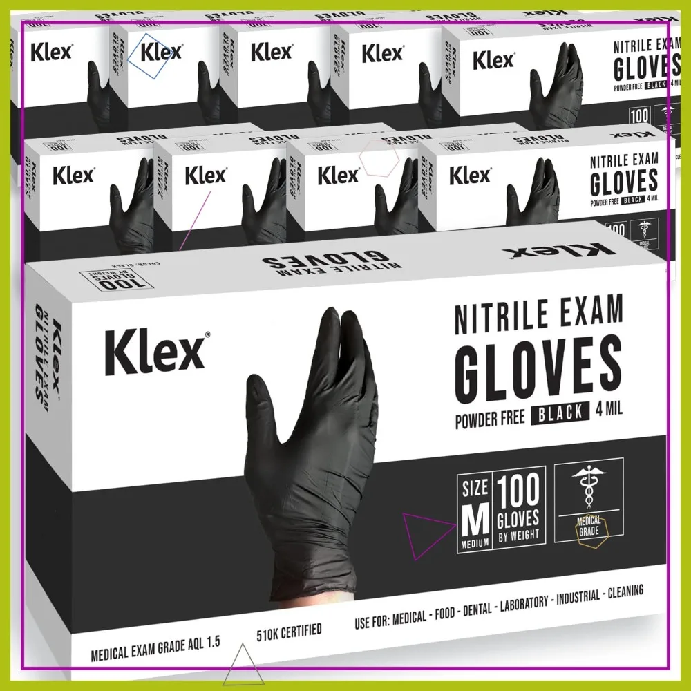 

Нитриловые смотровые перчатки - медицинские, без пудры и латекса, безопасные для пищевых продуктов, черные, размеры S-XL, 100 или 1000 штук.