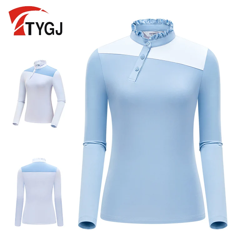 TTYGJ 2023 golf wear Woman clothing Slim Fit Shaping Top Outdoor UV Resistant Elastic Quick Drying Long Sleeve Sports T-shirt