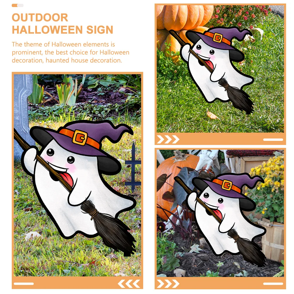 

Garden Decor Ghost Decoration Card Insert Halloween Decorations for outside Stakes