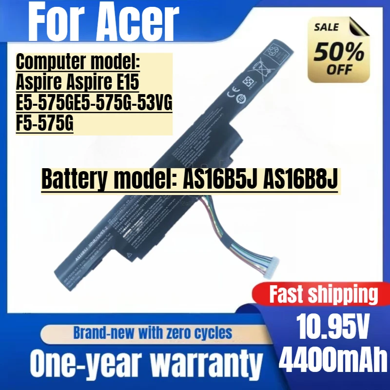 

AS16B5J AS16B8JX for Acer Aspire Aspire E15 E5-575GE5-575G-53VG F5-575G Laptop Battery High Capacity Battery Replacement Bateria