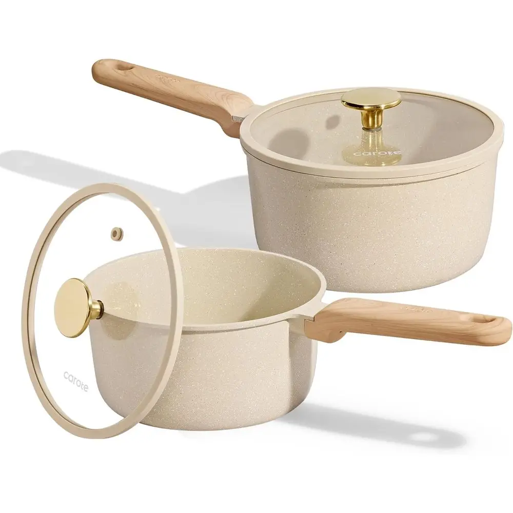 

1.6Qt & 3.0Qt Sauce Pan Sets with Lid Ceic Nonstick Pot Set Non Toxic Sauan with Stay-cool Handle Small Kitchen Cooking Pots, Ea