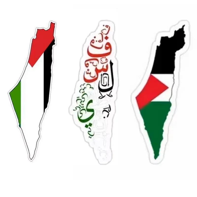 1 PCS Accessories Palestine Gazza Jews Flag Map Helemt Car Sticker Decal 4.2cm*12.5cm