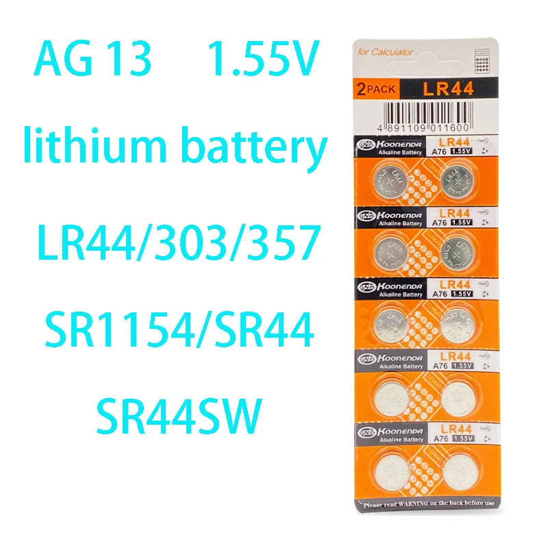 10Pcs AG13 LR44 A76 357 357A LR1154 SR1154 SR44 GP761.55V Alkaline Button Battery For Watch Car Key Remote Control Electric Toy