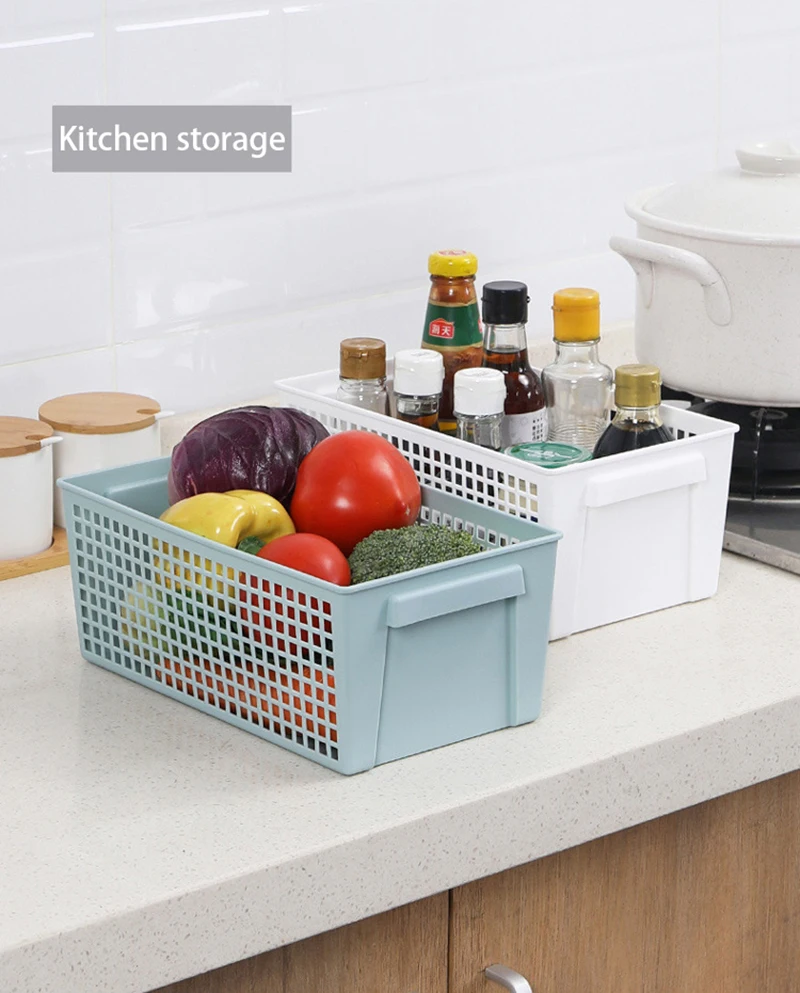 Multi-Purpose Storage Basket Snacks Storage Hollow Rectangular Ins Storage Box Basket Sorting Sundries Plastic Basket