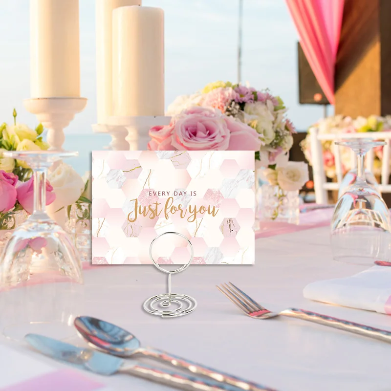 

Creative Shape Metal Wedding Seat Holder, Photos Message Note Stand Ornaments, Home Party Decoration Accessories, 5Pcs