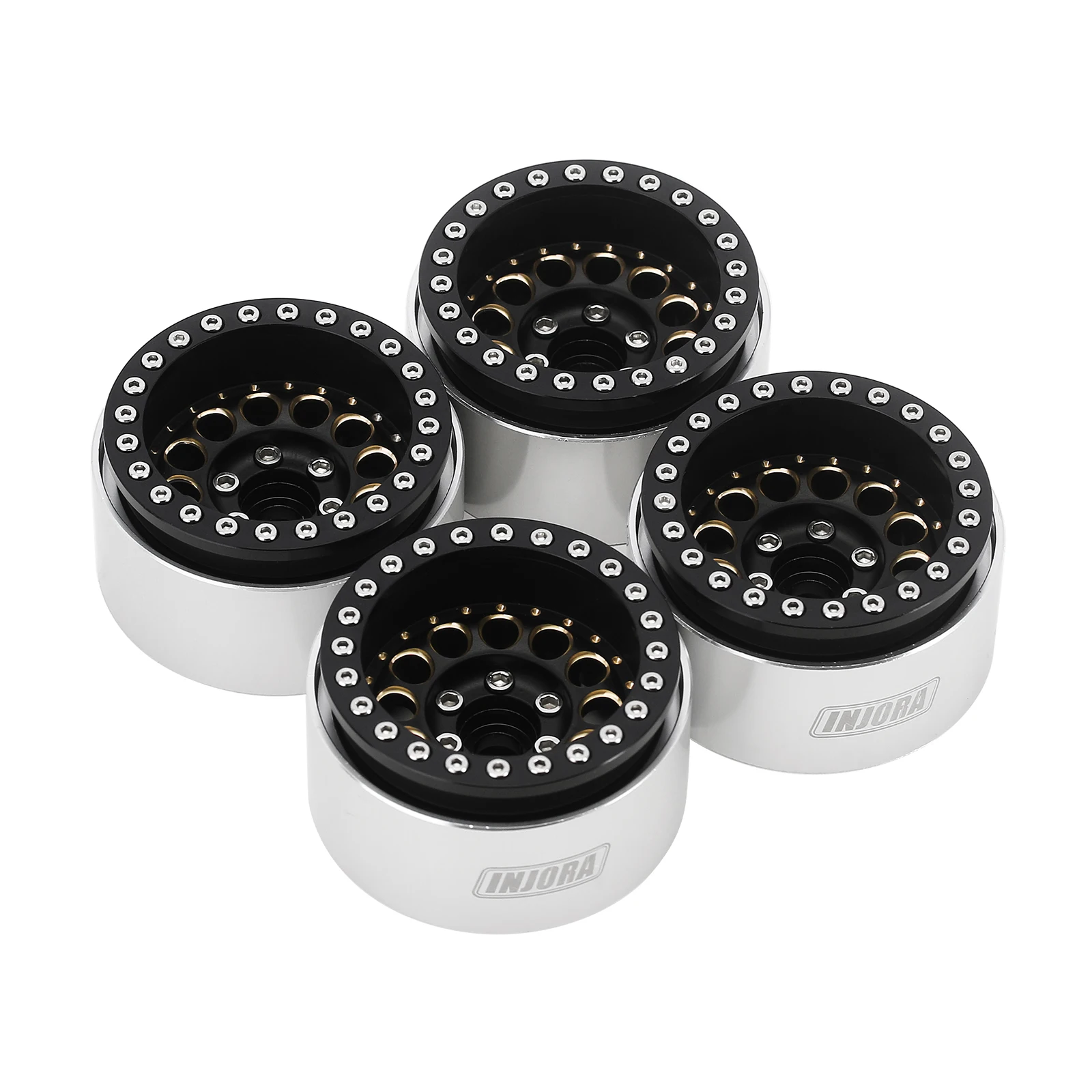 INJORA 153g Super Heavy Brass & Aluminum Deep Dish 1.9" Beadlock Wheel Rim for 1/10 RC Crawler SCX10 TRX4 VS4-10 Gen8 (W1957)