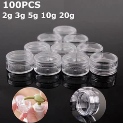 100PCS X 2g 3g 5g 10g 15g 20g Transparent Sample Jars Pot Containers for Cosmetic Makeup Face Cream Lip Balms Storage
