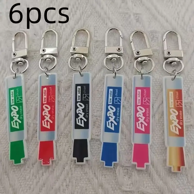 6pcs acrylic pen keychain, alloy hiking buckle, suitable for bag and car accessories, the best choice for gifts view 2