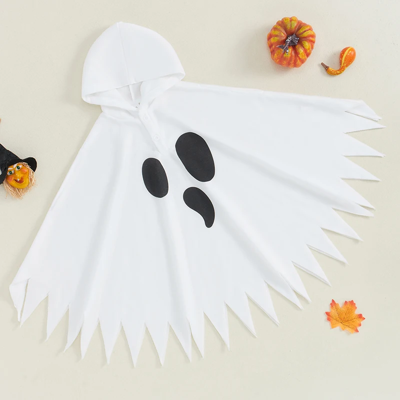 Toddler Baby Girl Boy Halloween Outfit Ghost Face Cape Party Hoodie Poncho Fall Clothe