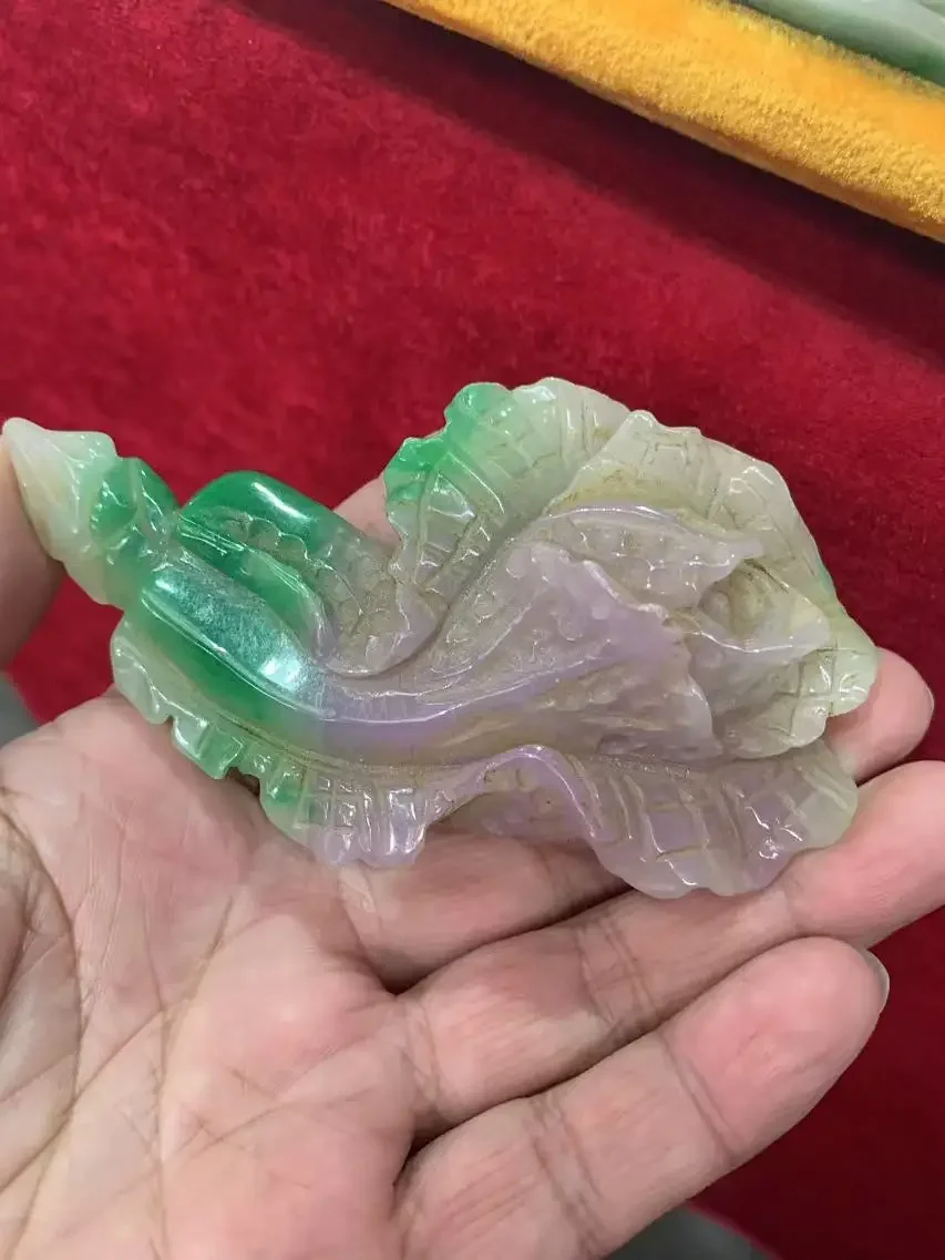 Antique Qing Dynasty Jade Vegetable Sculpture Rare Old Chinese Artifacts Jadeite Carving Collectible