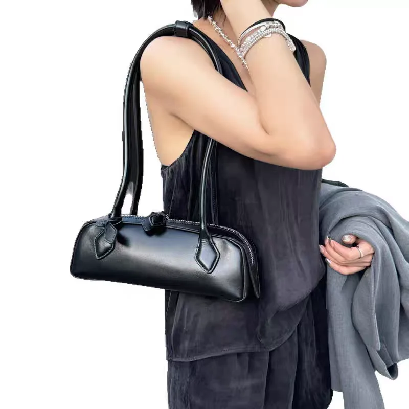 

New Style Large Capacity Leather Bag Woman 2026 Korean Luxury Bag Vintage Long Shoulder Handbags Ladies Underarm Bag