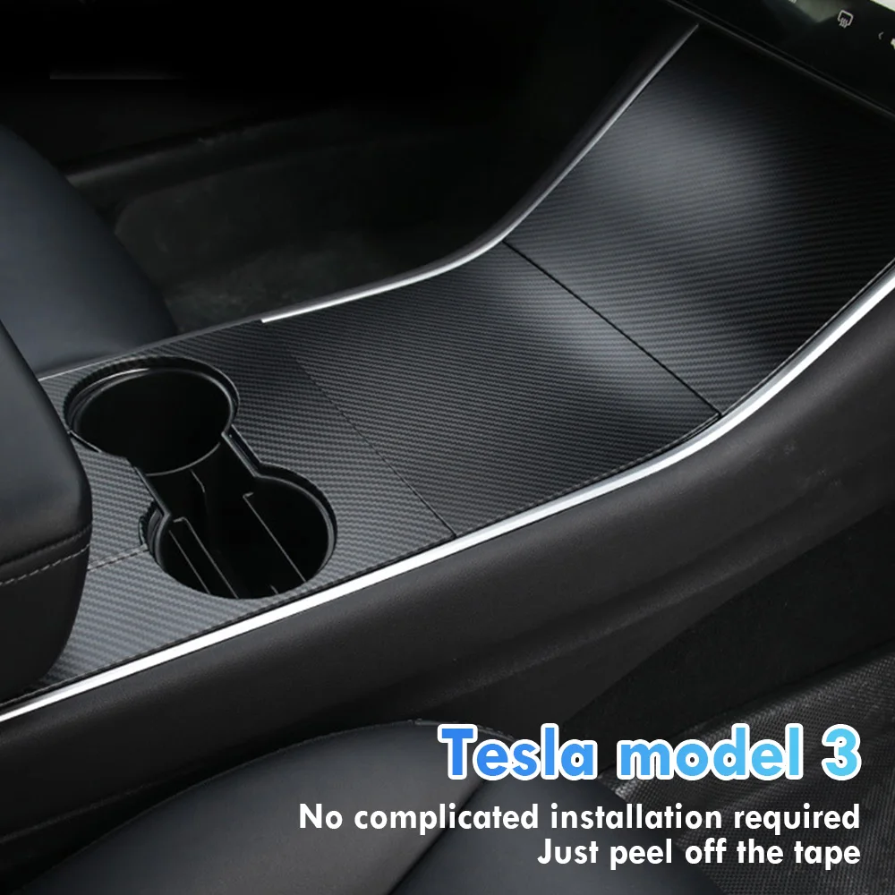 

4PCS Car Central Console Panel Sticker For Tesla Model 3 2017-2023 Accessories Upgraded Protection Film Car Interior Accessories