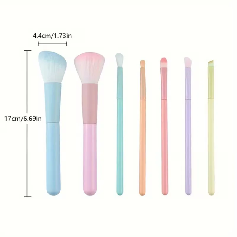 7Pcs Macaron Makeup Brushes Set Soft Synthetic Bristles Powder Blush Eyeshadow Multi-functional Face Eye Cosmetic Brushes Tools