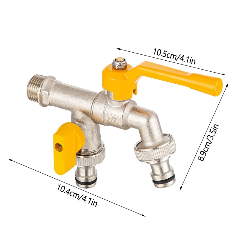 Grifo fregona para piscina, 1 en 2 salidas, grifo agua latón para exteriores, grifo Frío rápido para jardín,