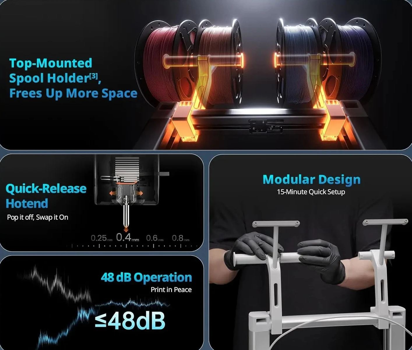 3D Printer Four-Color FDM High-Speed ​​Desktop 3D Printer ANYCUBIC Kobra X 3D Printer Multi-Color