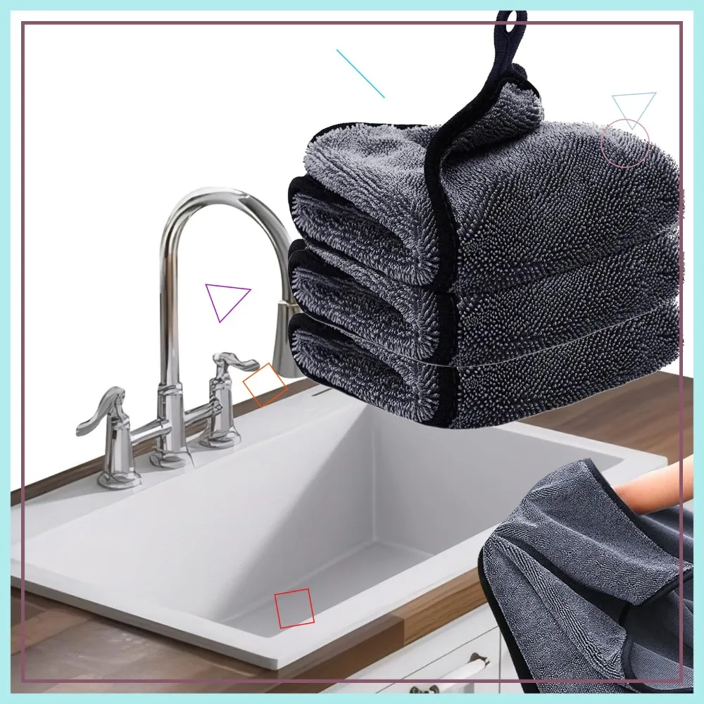 

3Pack Shiny Cleaning Wipes, Microfiber Drying Towels for Shower Doors & Glass, Streak Free 16x16" Super Absorbent Cloths